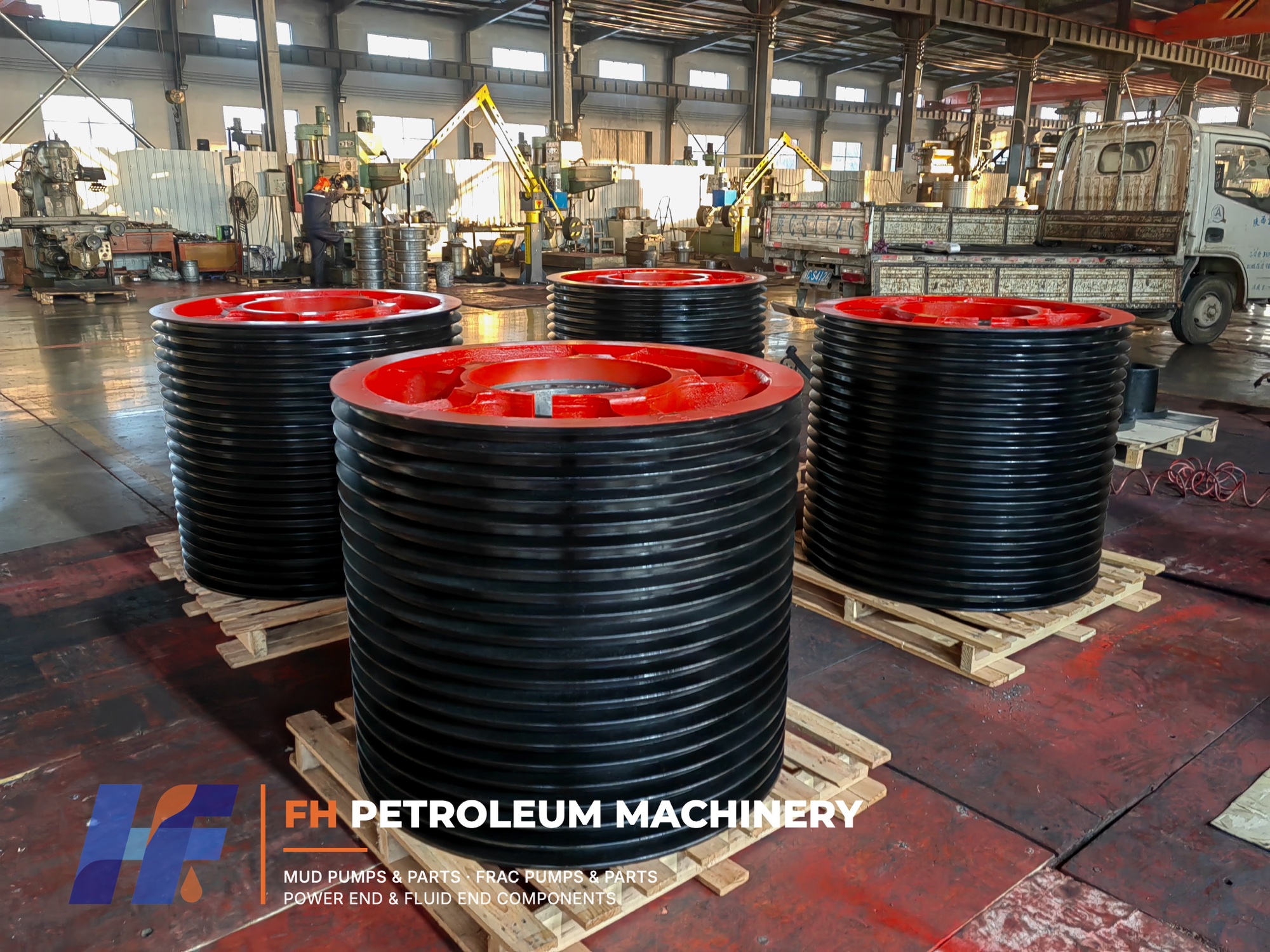بكرات أحزمة مضخات الطين متعددة الأخاديد المصنعة بواسطة شركة FH Petroleum